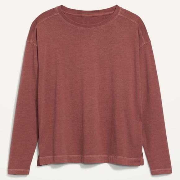 🆕️NWT Old Navy Long-Sleeve Vintage Loose T-Shirt for Women in 'Root Beer', XL - Picture 4 of 9